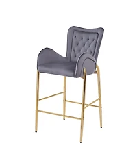 Streamdale Furniture Velvet Counter Height Bar Stools (Set of 2) with Golden Legs
