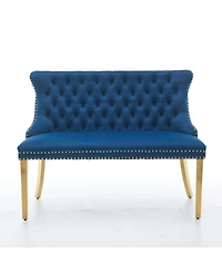 Streamdale Furniture Velvet Double Dining Loveseat Bench, Tufted 2-Seat Bench w/Wing