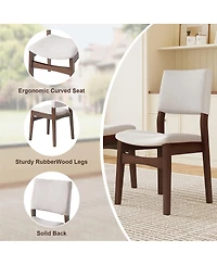 Streamdale Furniture Upholstered Stackable Dining Chairs Set of 2 - Linen Fabric, Solid Wood Frame