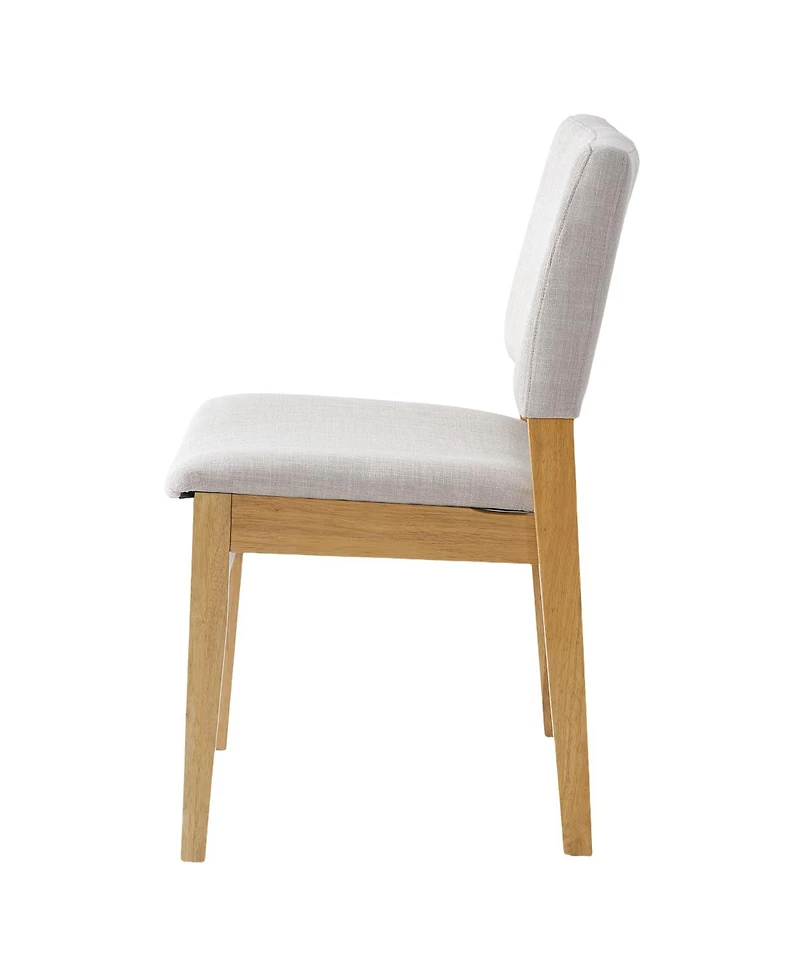 Streamdale Furniture Upholstered Stackable Dining Chairs Set of 2 - Linen Fabric, Solid Wood Frame