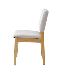 Streamdale Furniture Upholstered Stackable Dining Chairs Set of 2 - Linen Fabric, Solid Wood Frame
