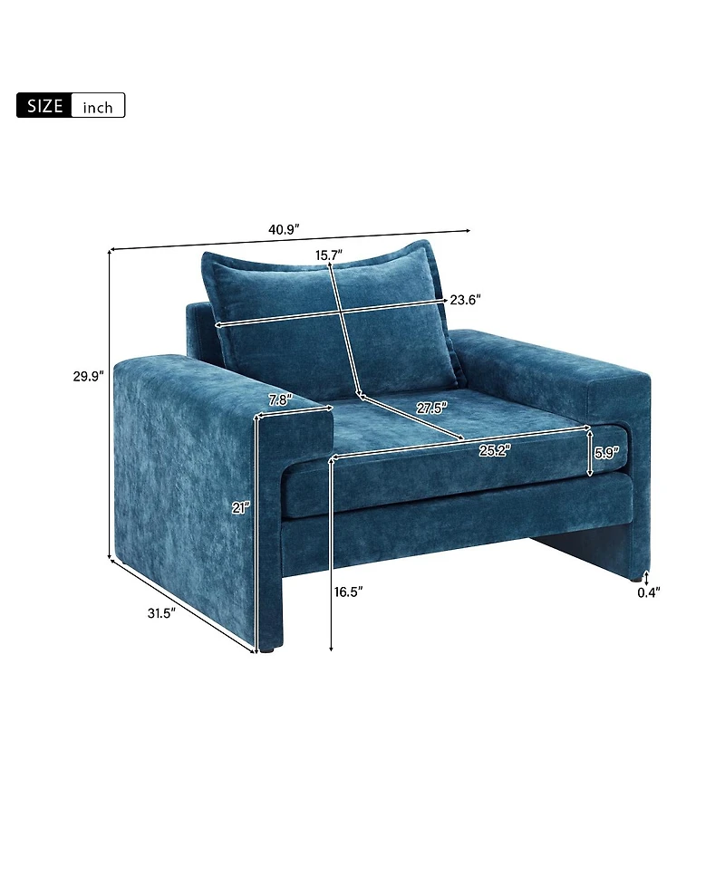 Streamdale Furniture Chenille Upholstered Armchair with Wide Armrests