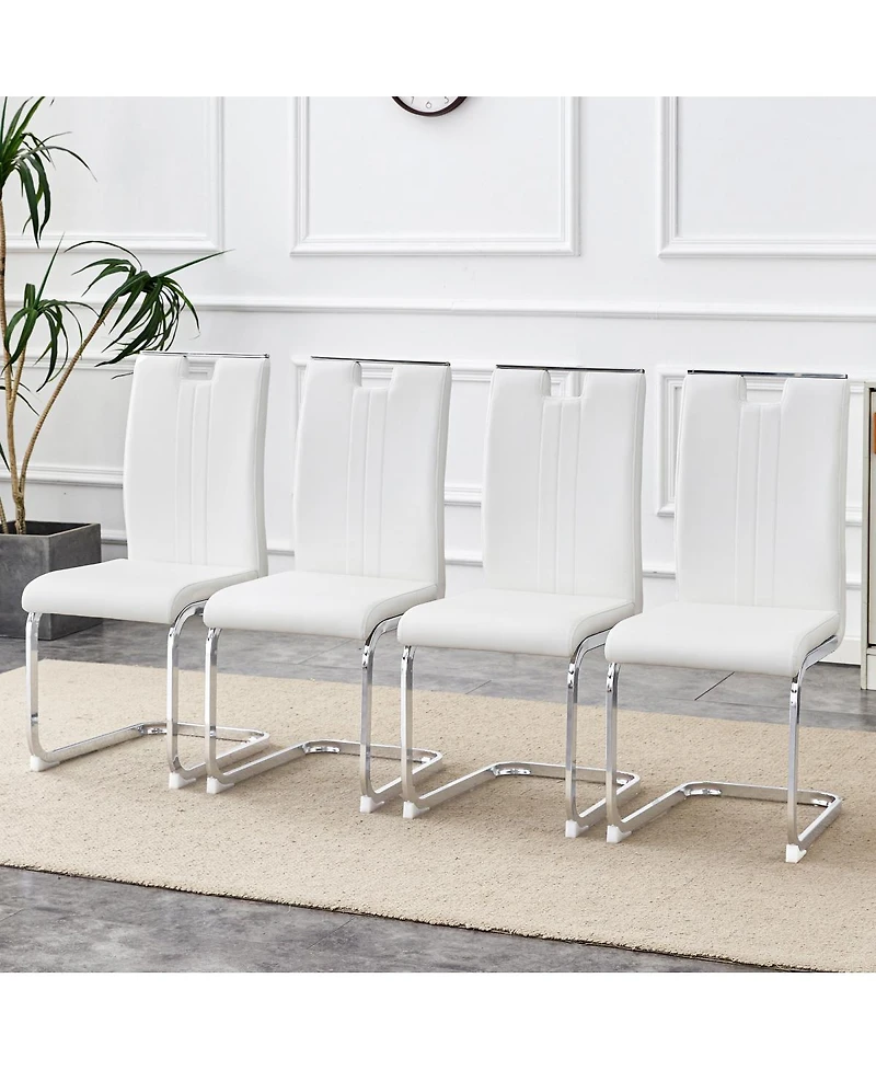Streamdale Furniture Set of 4 Pu bow-shaped chairs for minimalist/contemporary homes.