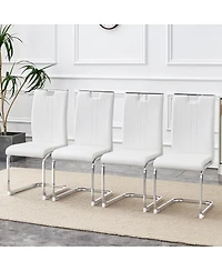 Streamdale Furniture Set of 4 Pu bow-shaped chairs for minimalist/contemporary homes.