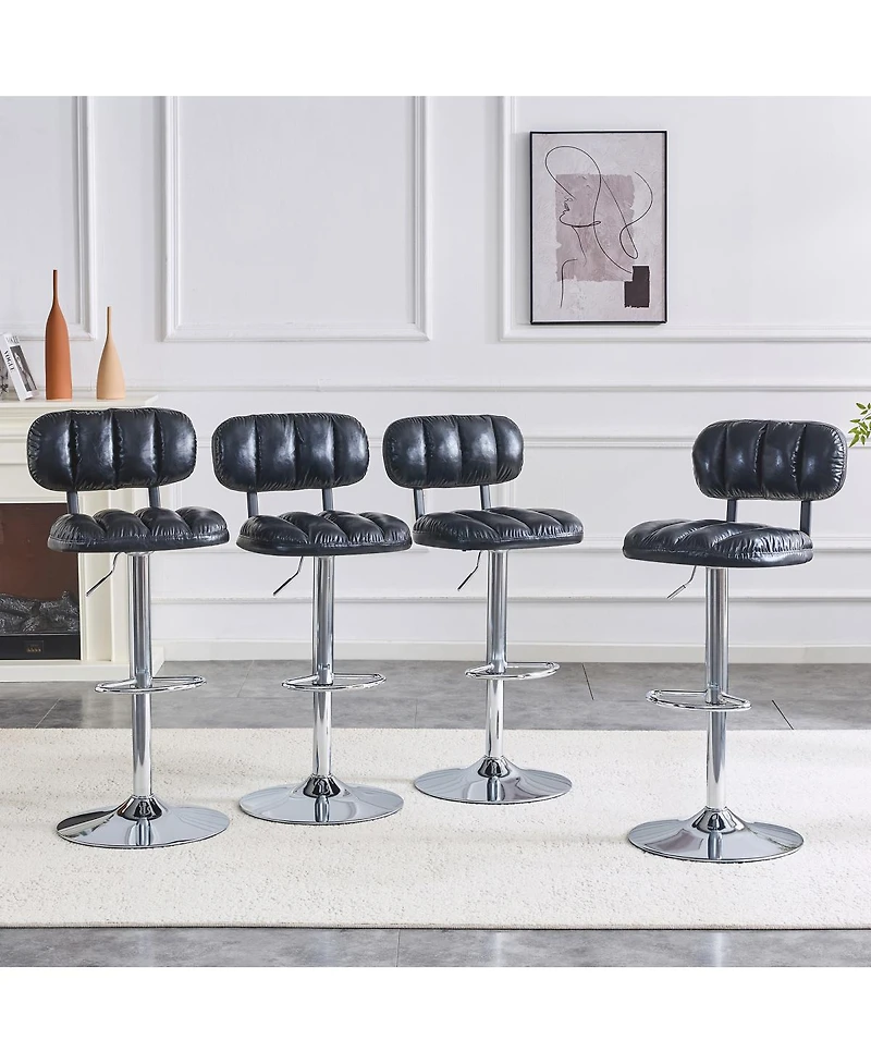 Streamdale Furniture Leather Adjustable Bar Stools with Chrome Base