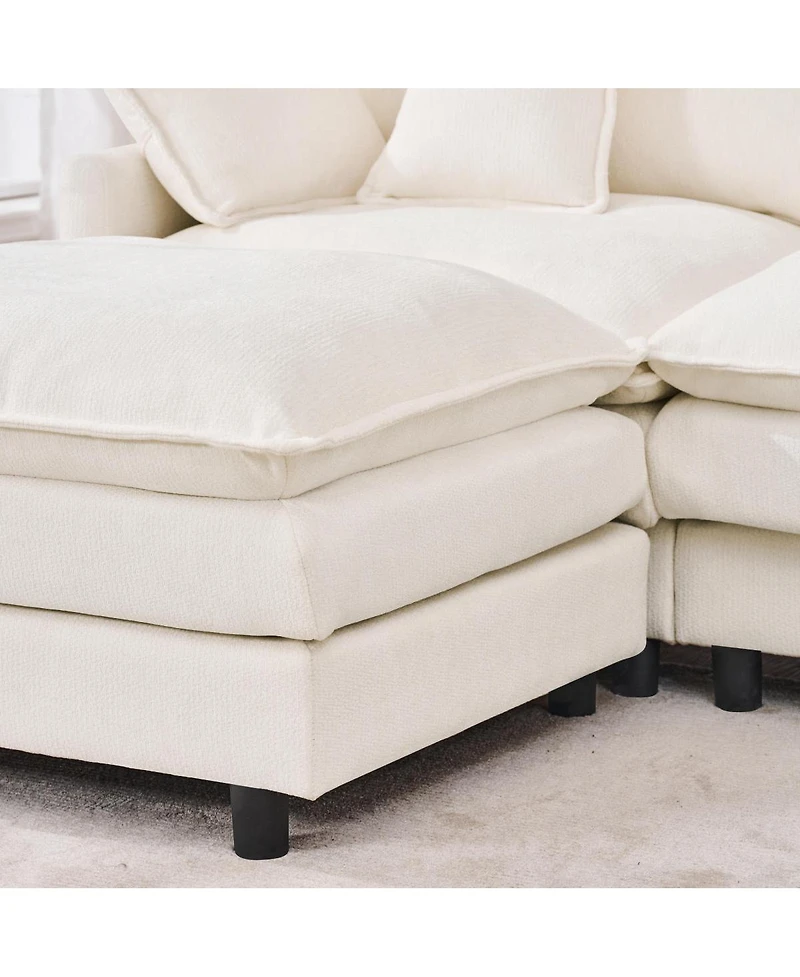 Streamdale Furniture 101.9" 3-seater cashmere sofa w/ movable footstool, modular.