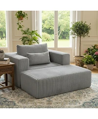 Streamdale Furniture Luxury Corduroy Sofa with Ottoman - Modern & Comfortable