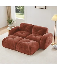 Streamdale Furniture U-shaped Boneless Sofa, Soft Velvet, Tufted, 32D Sponge, No Assembly.