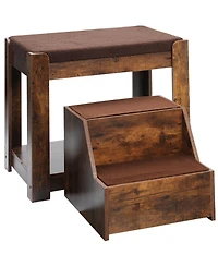 Aostirmotor Pet Bunk Bed with Removable Step – Multi-Level Window Perch with Cushion & Scratch Pad