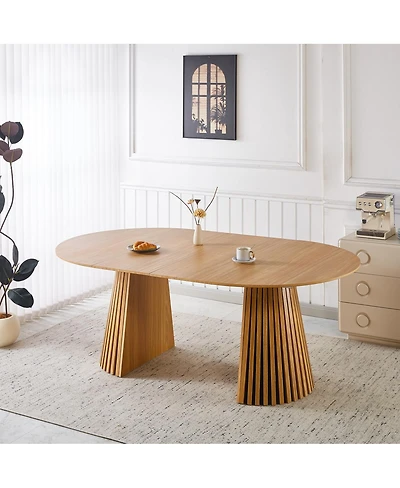 Streamdale Furniture Extendable Mid-Century Modern Pedestal Dining/Coffee Table (6-10 People)