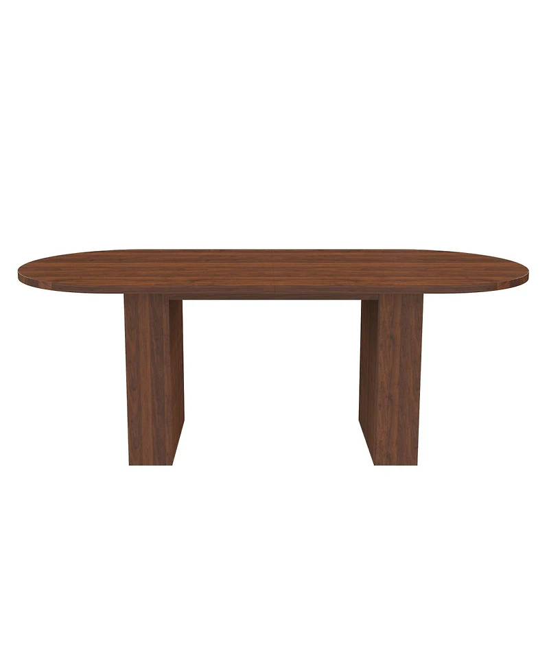 Streamdale Furniture Oval Dining Table for 6, Walnut Veneer, Modern Farmhouse, Waterproof, Scratch Resistant