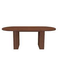 Streamdale Furniture Oval Dining Table for 6, Walnut Veneer, Modern Farmhouse, Waterproof, Scratch Resistant