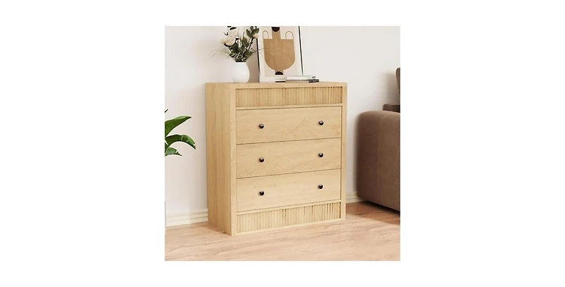 gaomon 3 Drawer Dresser for Bedroom, Wide Fluted Chest of Drawers, Modern Wooden Nightstand Storage Cabinet