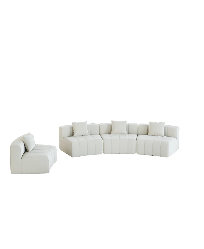 Streamdale Furniture Chenille Curved Sectional Sofa with Pillows