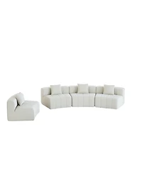 Streamdale Furniture Chenille Curved Sectional Sofa with Pillows