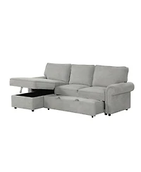 Streamdale Furniture 95" Convertible Sectional Sleeper Sofa w/ Storage Chaise & Cup Holders
