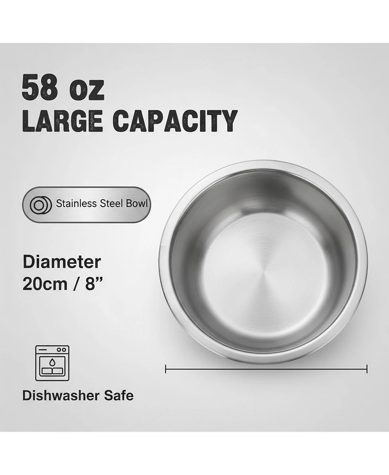 Aronkl Metal Raised Dog Bowl Stand with Stainless Steel Bowls Non Slip Mat for Medium Large Breeds