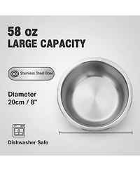 Aronkl Metal Raised Dog Bowl Stand with Stainless Steel Bowls Non Slip Mat for Medium Large Breeds