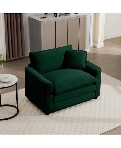 Streamdale Furniture Corduroy Single Chair Sofa With Pillow for Living Room/Bedroom