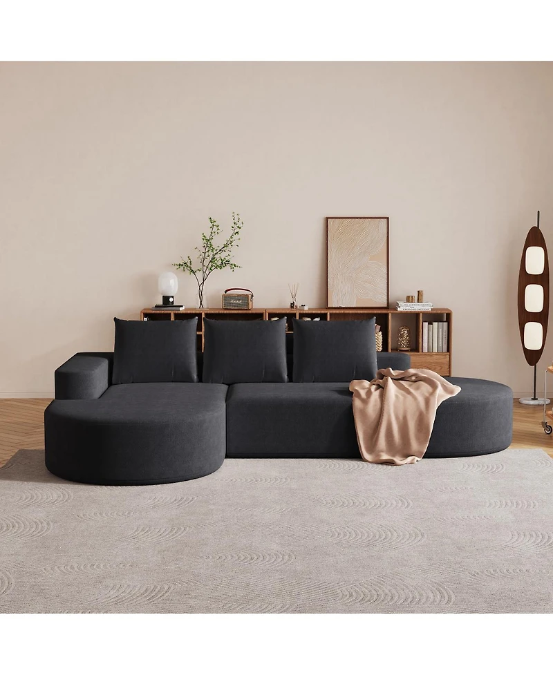 Streamdale Furniture Modern Curved Chenille Sectional Sofa Couch Set
