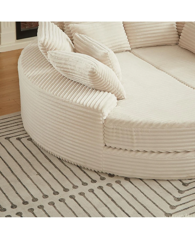 Streamdale Furniture Corduroy Oversized Recliner, Converts to 2 Recliners, Sofa Bed