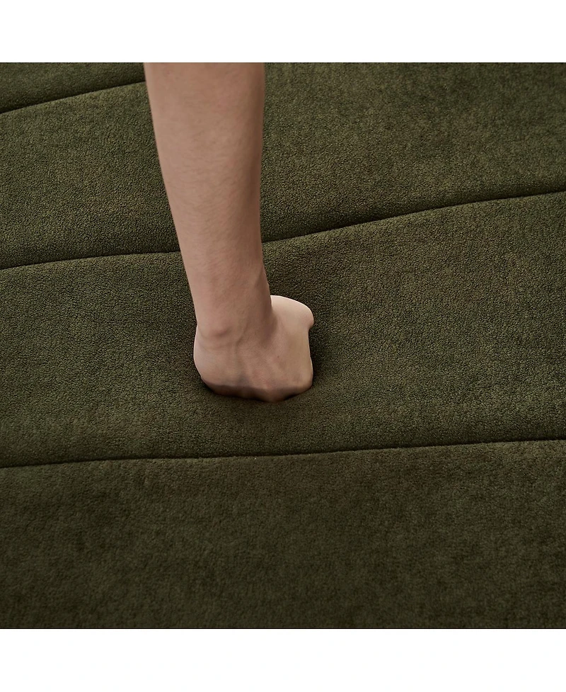 Streamdale Furniture Chenille Curved Sectional Sofa with 4 Pillows