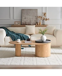 Boyel Living Modern Oval Coffee Table with Ash Veneer, Sophisticated Center Table for Living Room
