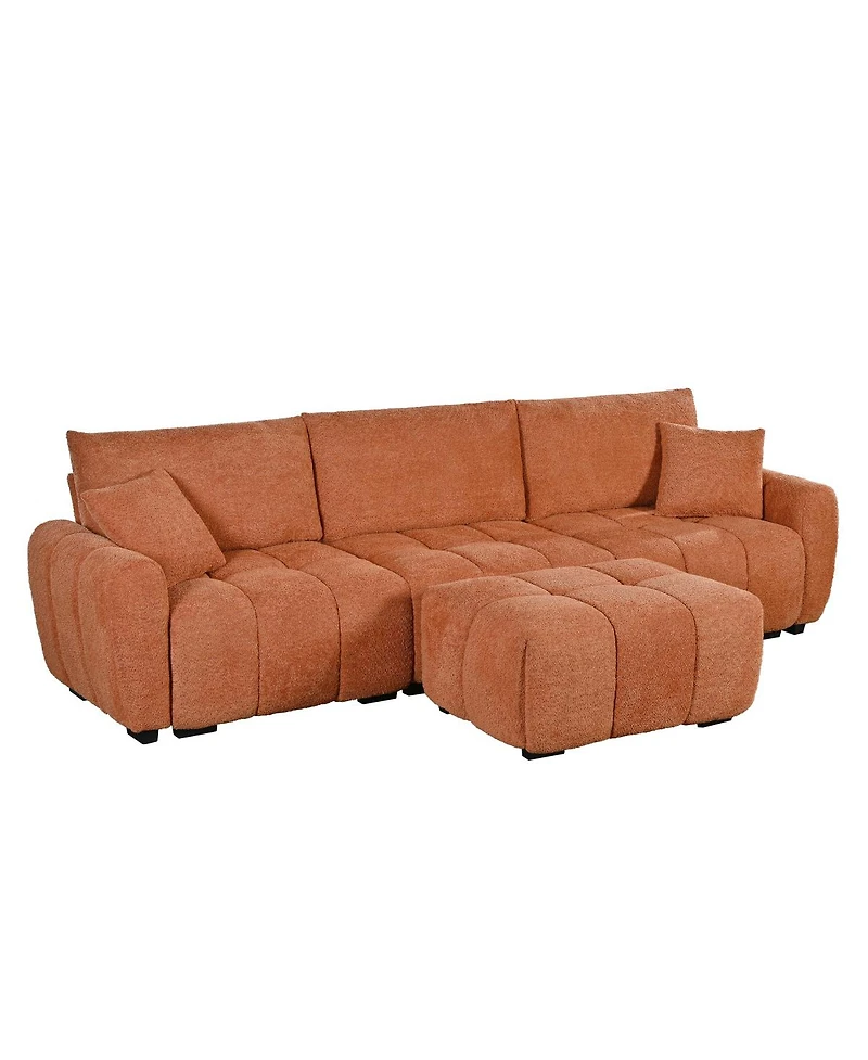 Streamdale Furniture 110" Modular Sectional Sofa, L Shape, Extra-large Seat, Movable Ottoman, Boucle Fabric