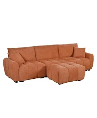 Streamdale Furniture 110" Modular Sectional Sofa, L Shape, Extra-large Seat, Movable Ottoman, Boucle Fabric