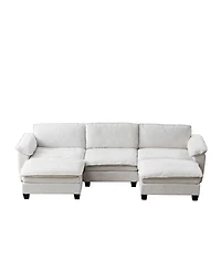 Streamdale Furniture Living Room Sofa, Luxury Chenille U-Shape Couch with Two Ottomans