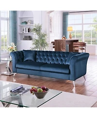 Streamdale Furniture Chesterfield & Stanford Sofas: Tufted, Scroll Arm/Back