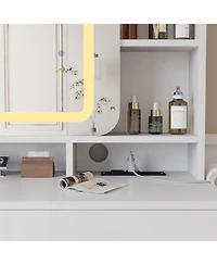 gaomon Makeup Vanity Set with Sliding Mirror and Stool