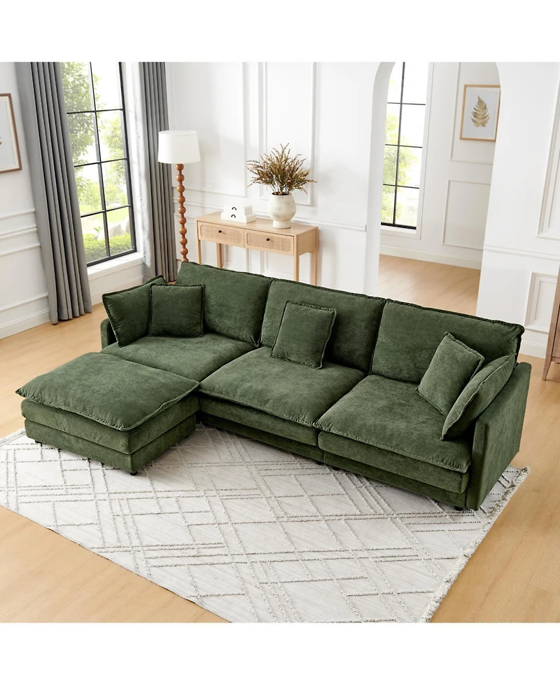 Streamdale Furniture Modern L-Shaped Sectional Sofa with Ottoman, 4-Seater Convertible Couch