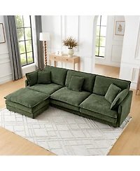 Streamdale Furniture Modern L-Shaped Sectional Sofa with Ottoman, 4-Seater Convertible Couch