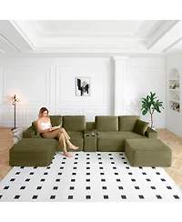 Streamdale Furniture 150" Oversized Cloud Couch with Cup Holders & Usb Ports