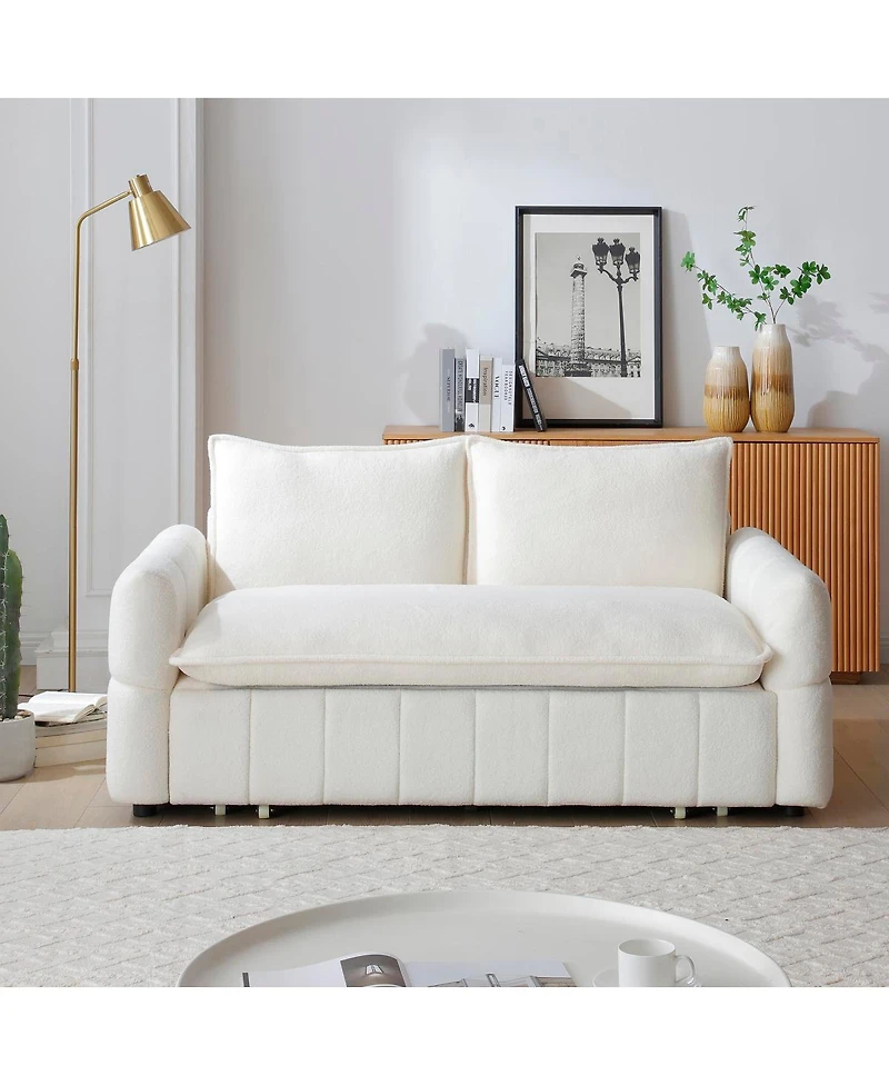 Streamdale Furniture Sleeper Sofa, Sofa Bed - 3-in-1 Pull Out Couch Bed with Teddy Chaise