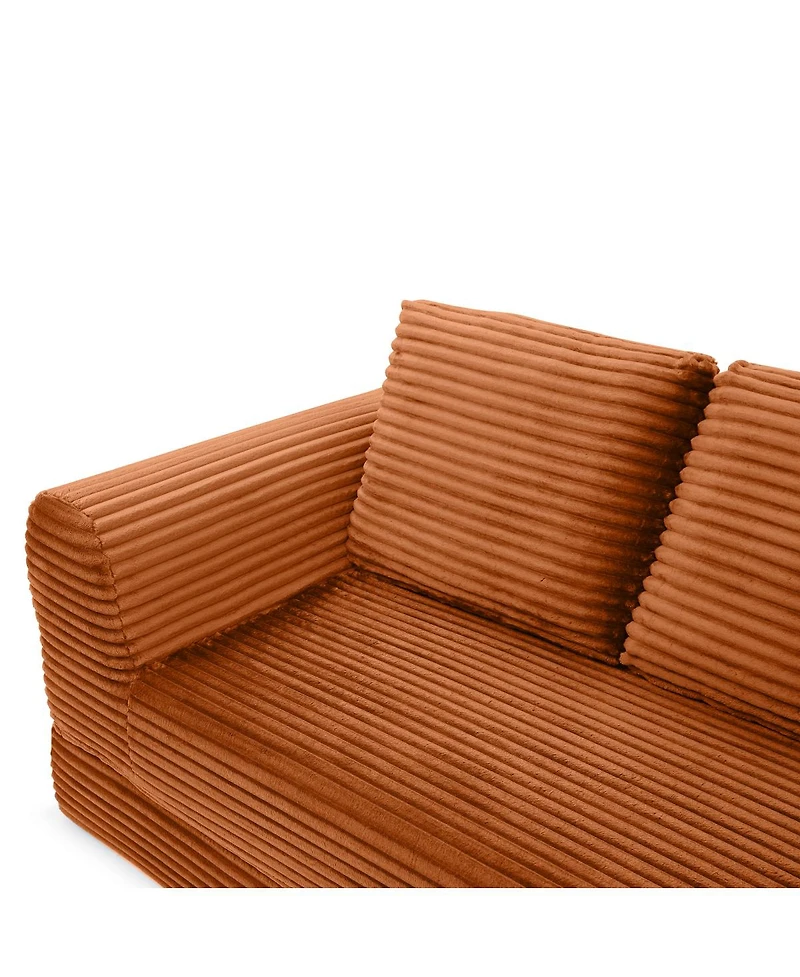 Streamdale Furniture 2-in-1 Folding Convertible Sofa Bed, Modern Corduroy Sleeper Couch with 2 Pillows,