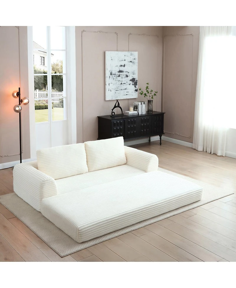 Streamdale Furniture 2-in-1 Folding Convertible Sofa Bed, Modern Corduroy Sleeper Couch with 2 Pillows