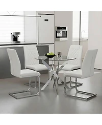 Streamdale Furniture High-Back Pu Leather Dining Chairs Set of 4, Modern Kitchen Chairs with Legs