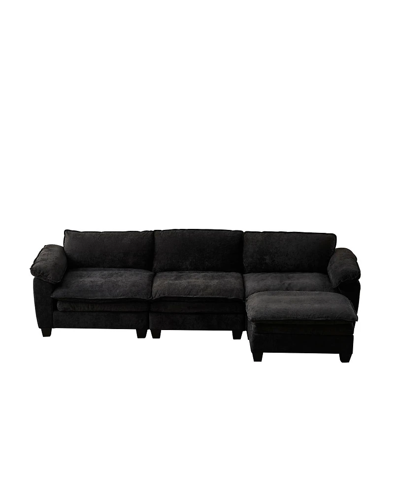 Streamdale Furniture Living Room Sofa Luxury Couch with Ottoman Soft Chenille L Shape Sofa