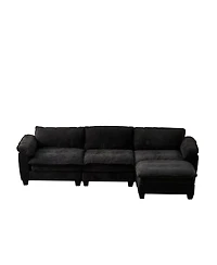 Streamdale Furniture Living Room Sofa Luxury Couch with Ottoman Soft Chenille L Shape Sofa