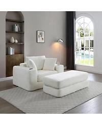 Streamdale Furniture 52.4" Oversized Corduroy Chaise Lounge Sofa Bed
