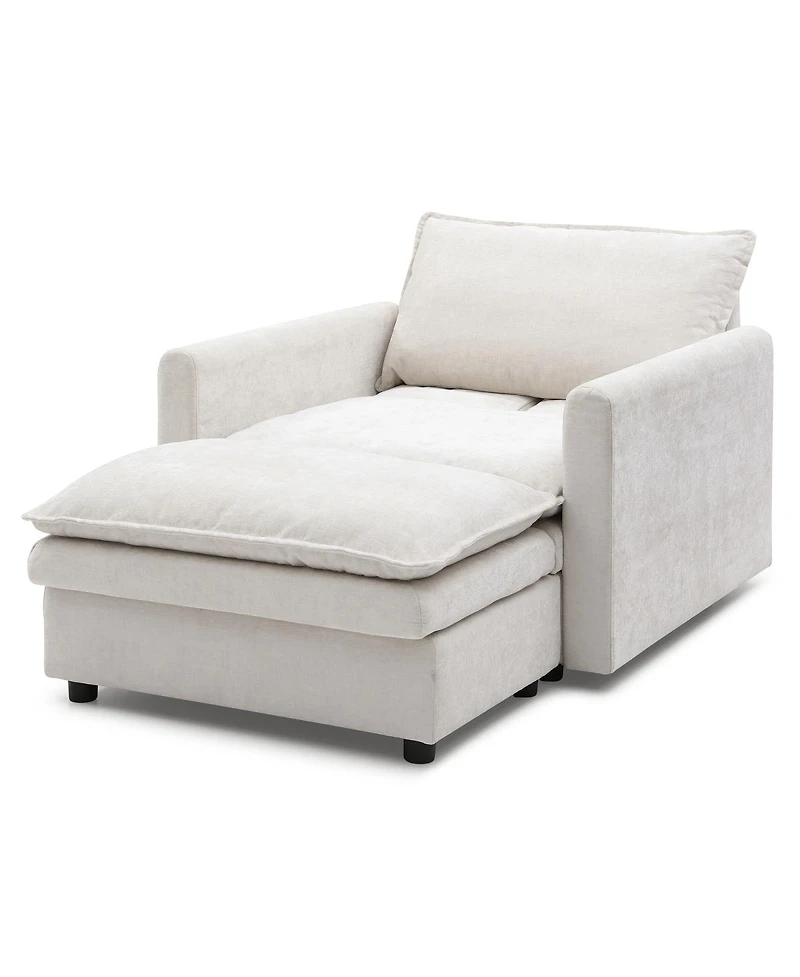 Streamdale Furniture Chenille Sofa Bed, Cozy Lounge Chair with Ottoman 1-Seat
