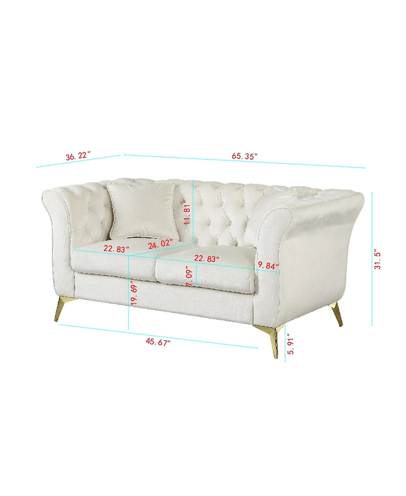 Streamdale Furniture Chesterfield Stanford Sofa, Tufted, Wrinkled Fabric, Lover seater