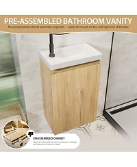 Sillysis 16" Wall Mounted Bathroom Vanity with Integrated Stone Sink Top, Modern Floating Design, Soft Close Door for Small Bathrooms