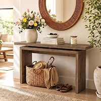 Tribesigns Farmhouse Console Table for Living Room, Rustic Entryway Table with Curved Legs