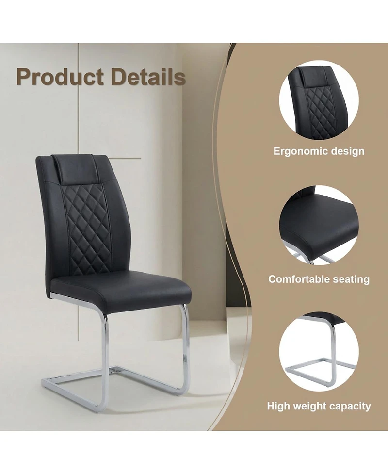 Streamdale Furniture High-Back Pu Leather Dining Chairs Set of 4, Modern Kitchen Chairs with Legs