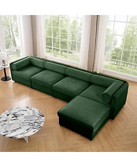 Streamdale Furniture Streamdale Modular Green 4-Seat L-Shaped Sectional Sofa with Storage