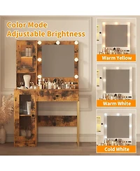 gaomon Led Lighted Makeup Vanity Desk with Built-in Power and Usb Ports