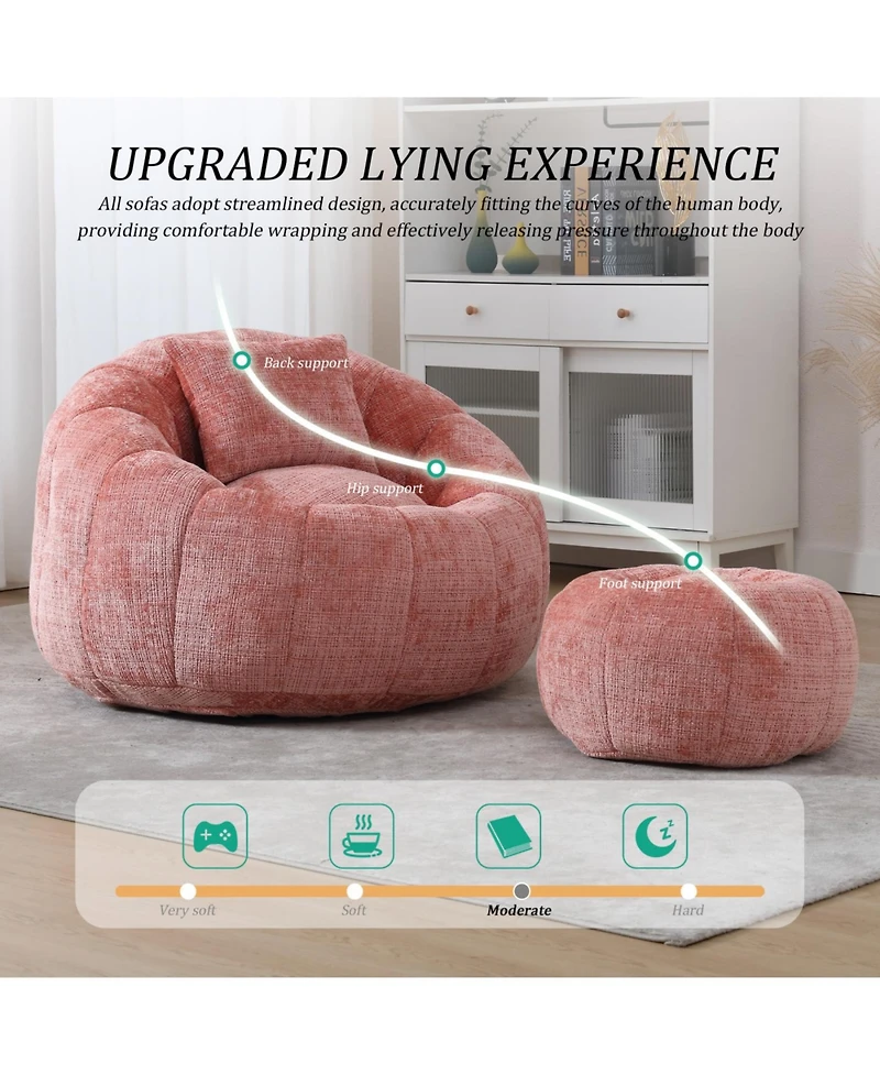 Streamdale Furniture Modern Bean Bag Chair with Ottoman for Adults